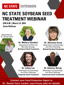 Cover photo for NC State Soybean Seed Treatment Webinar Recording Available